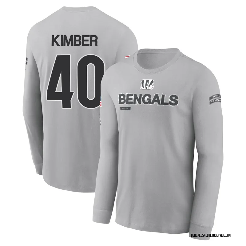 Youth Jalen Kimber Cincinnati Bengals Gray 2024 Salute to Service Long Sleeve T-Shirt