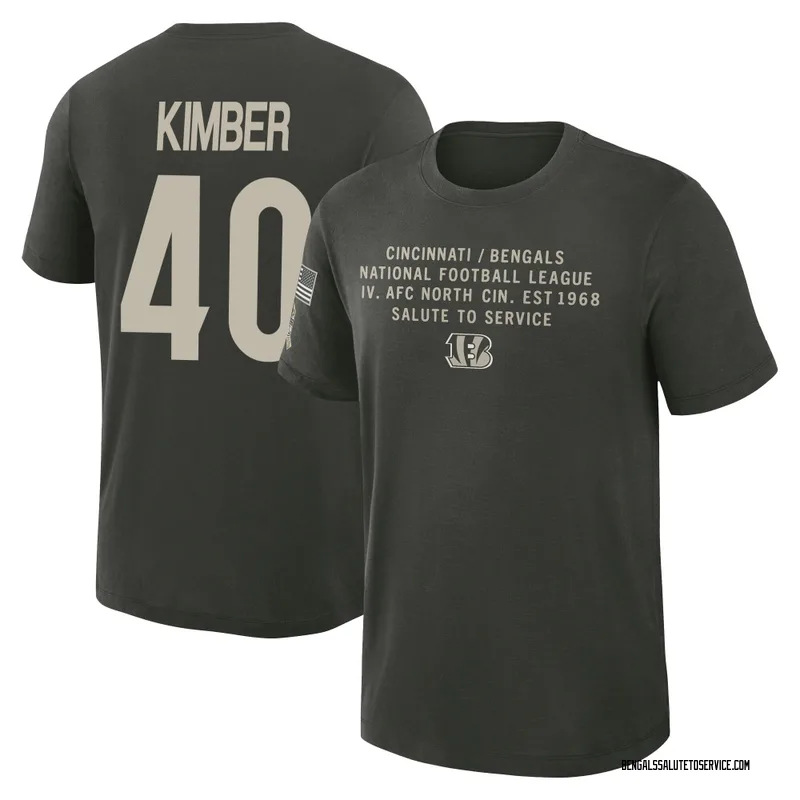 Youth Jalen Kimber Cincinnati Bengals Green Dark/ 2025 Salute to Service Sideline Slub T-Shirt