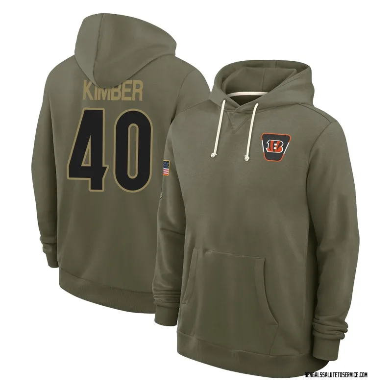 Youth Jalen Kimber Cincinnati Bengals Olive 2025 Salute to Service Hoodie