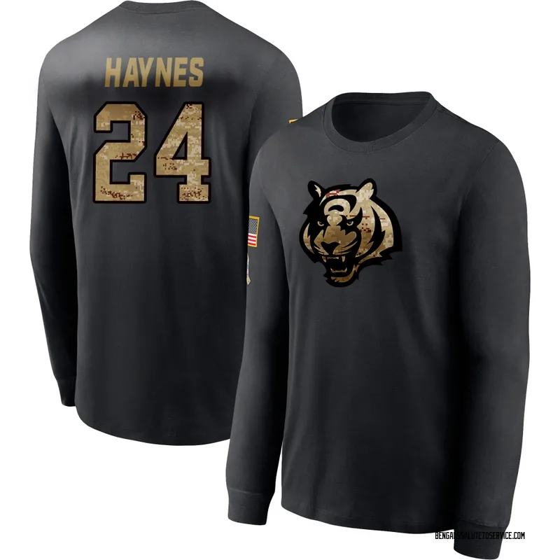 Youth Jamal Haynes Cincinnati Bengals Black 2020 Salute To Service Sideline Performance Long Sleeve T-Shirt