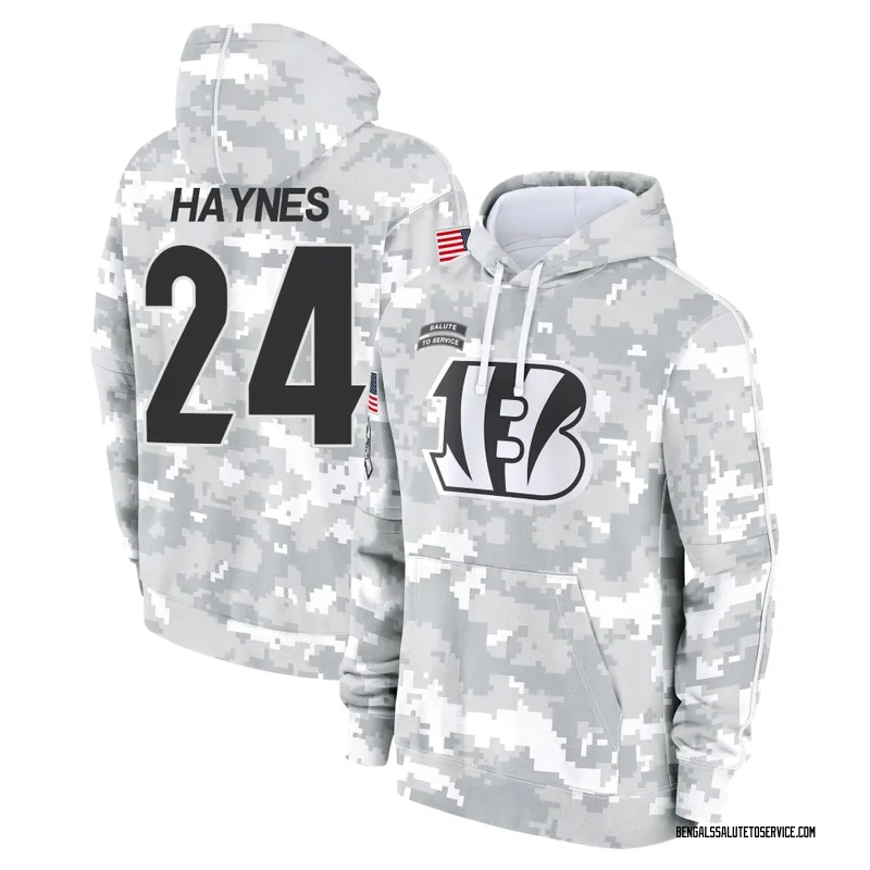 Youth Jamal Haynes Cincinnati Bengals Camo Arctic 2024 Salute to Service Club Fleece Pullover Hoodie