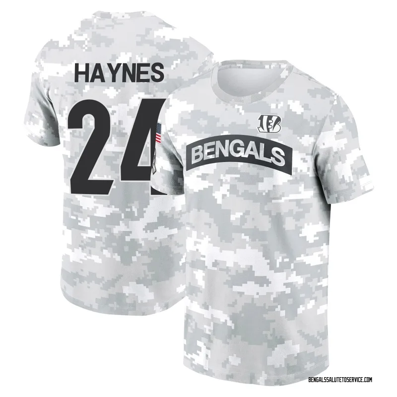 Youth Jamal Haynes Cincinnati Bengals Camo Arctic 2024 Salute to Service Performance T-Shirt