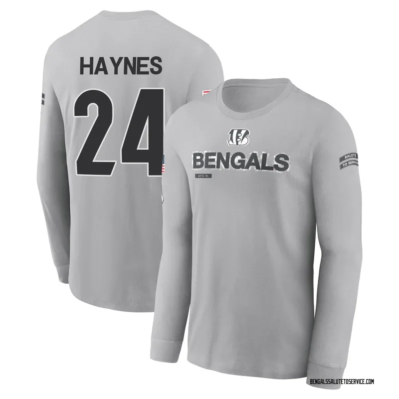 Youth Jamal Haynes Cincinnati Bengals Gray 2024 Salute to Service Long Sleeve T-Shirt