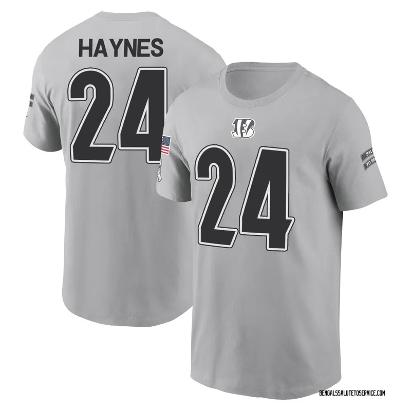 Youth Jamal Haynes Cincinnati Bengals Gray 2024 Salute to Service Name & Number T-Shirt