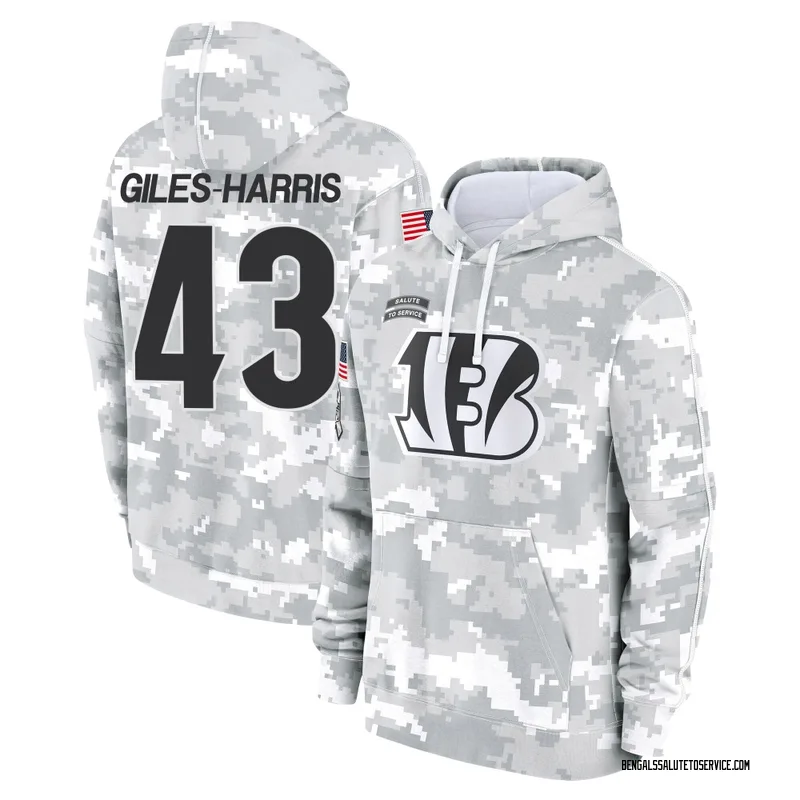 Youth Joe Giles-Harris Cincinnati Bengals Camo Arctic 2024 Salute to Service Club Fleece Pullover Hoodie