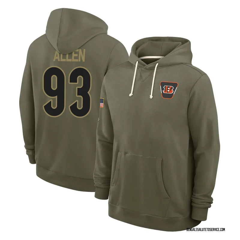 Youth Jonathan Allen Cincinnati Bengals Olive 2025 Salute to Service Hoodie