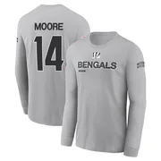 Youth Jordan Moore Cincinnati Bengals Gray 2024 Salute to Service Long Sleeve T-Shirt