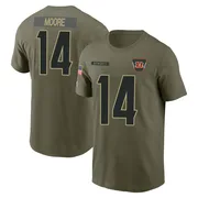 Youth Jordan Moore Cincinnati Bengals Olive 2025 Salute to Service Name & Number T-Shirt
