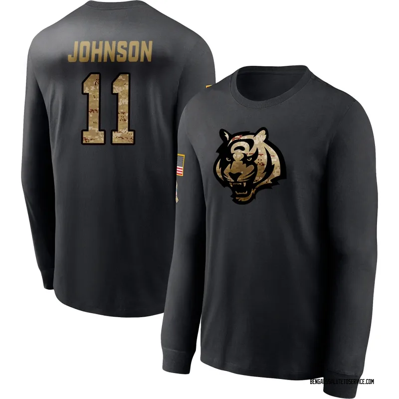 Youth Josh Johnson Cincinnati Bengals Black 2020 Salute To Service Sideline Performance Long Sleeve T-Shirt