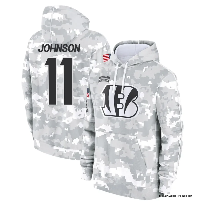 Youth Josh Johnson Cincinnati Bengals Camo Arctic 2024 Salute to Service Club Fleece Pullover Hoodie