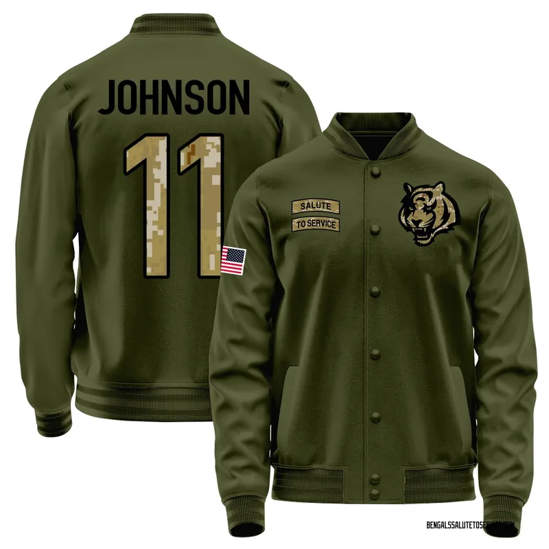 Youth Josh Johnson Cincinnati Bengals Olive Salute to Service Sideline Performance Jacket