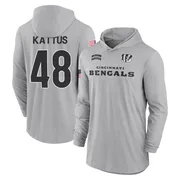 Youth Josh Kattus Cincinnati Bengals Gray 2024 Salute to Service Lightweight Performance Long Sleeve Hooded T-Shirt