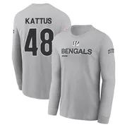 Youth Josh Kattus Cincinnati Bengals Gray 2024 Salute to Service Long Sleeve T-Shirt