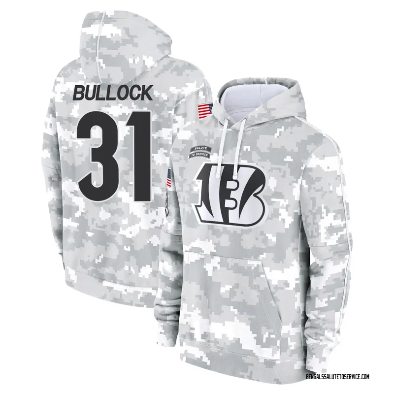 Youth Kentrel Bullock Cincinnati Bengals Camo Arctic 2024 Salute to Service Club Fleece Pullover Hoodie