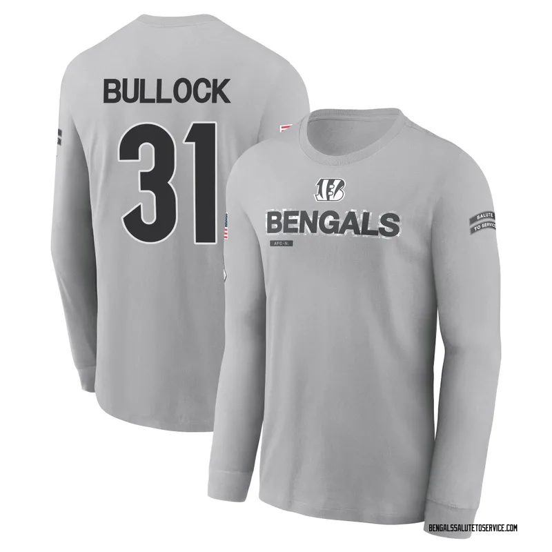 Youth Kentrel Bullock Cincinnati Bengals Gray 2024 Salute to Service Long Sleeve T-Shirt