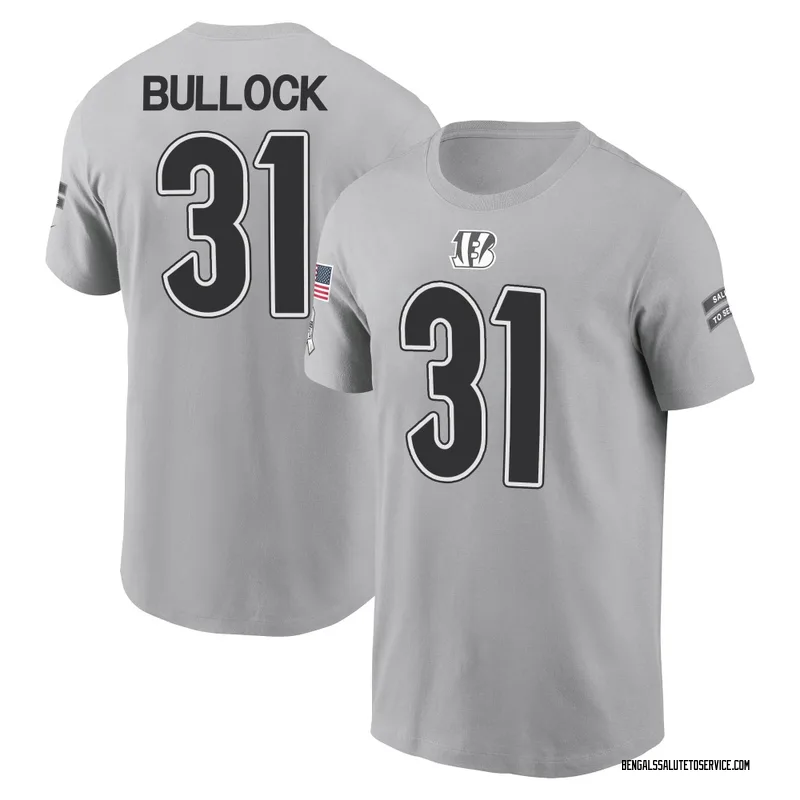 Youth Kentrel Bullock Cincinnati Bengals Gray 2024 Salute to Service Name & Number T-Shirt