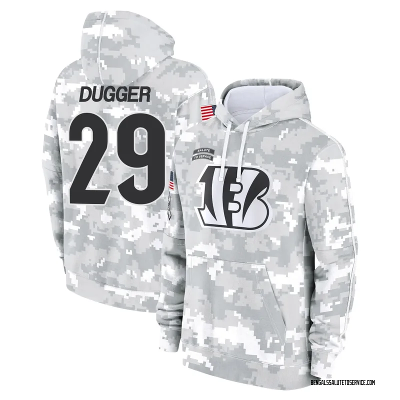 Youth Kyle Dugger Cincinnati Bengals Camo Arctic 2024 Salute to Service Club Fleece Pullover Hoodie