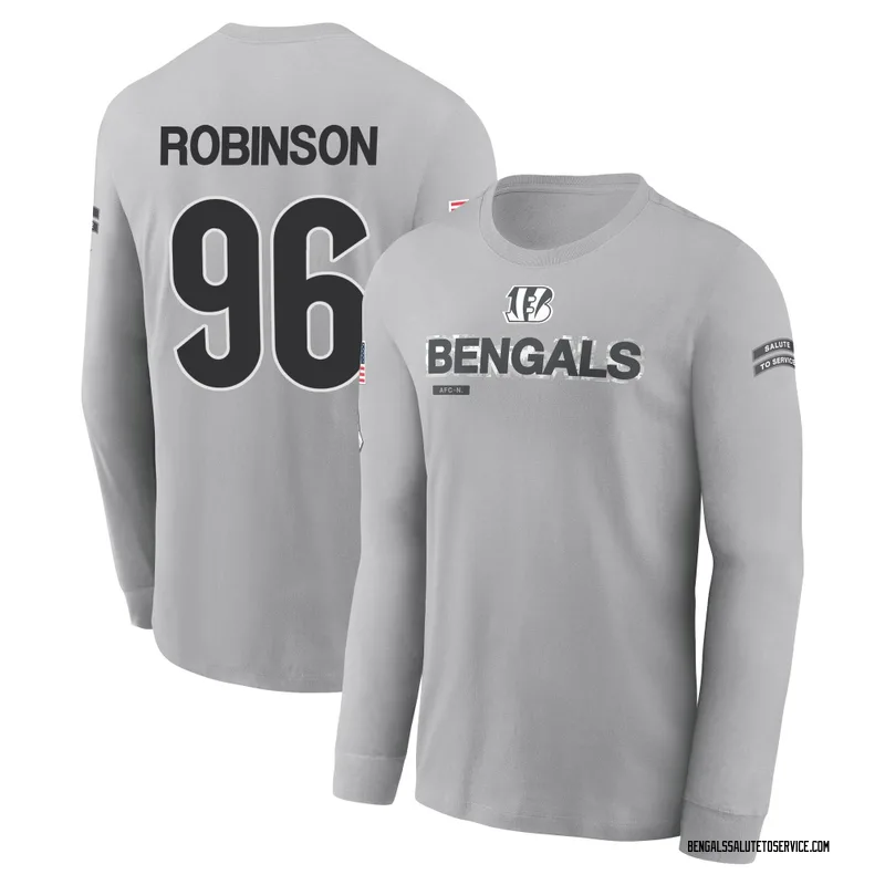 Youth Landon Robinson Cincinnati Bengals Gray 2024 Salute to Service Long Sleeve T-Shirt