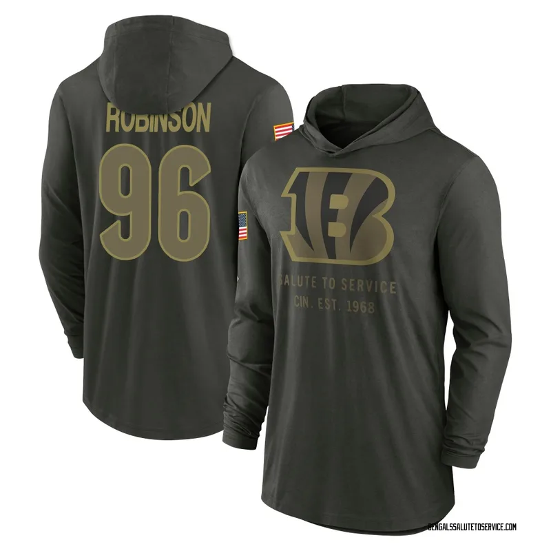 Youth Landon Robinson Cincinnati Bengals Green Forest/ 2025 Salute to Service Sideline Lightweight Hooded Pullover Long Sleeve T