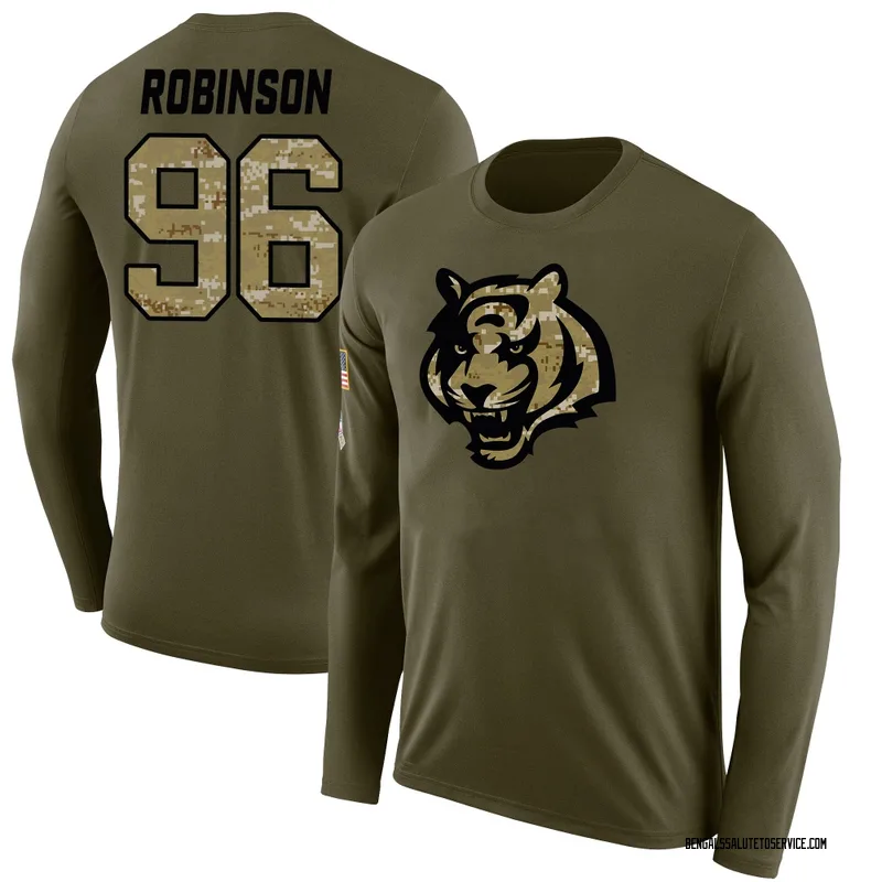 Youth Landon Robinson Cincinnati Bengals Legend Olive Salute to Service Sideline Long Sleeve T-Shirt