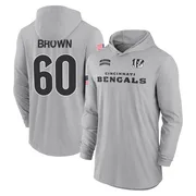 Youth Liam Brown Cincinnati Bengals Gray 2024 Salute to Service Lightweight Performance Long Sleeve Hooded T-Shirt