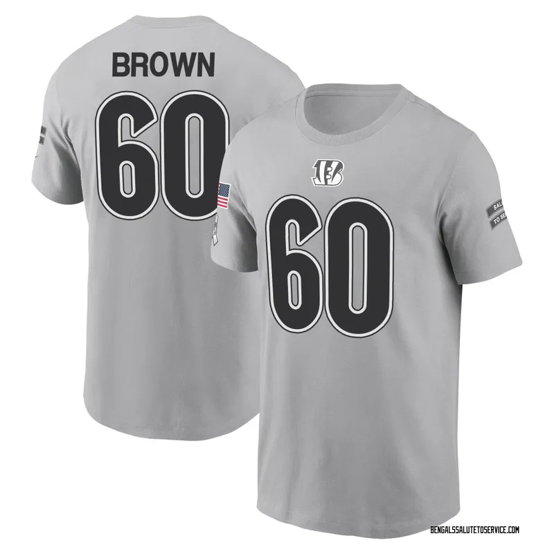 Youth Liam Brown Cincinnati Bengals Gray 2024 Salute to Service Name & Number T-Shirt