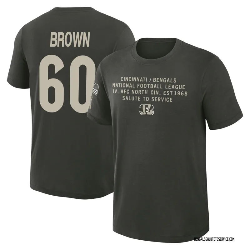 Youth Liam Brown Cincinnati Bengals Green Dark/ 2025 Salute to Service Sideline Slub T-Shirt