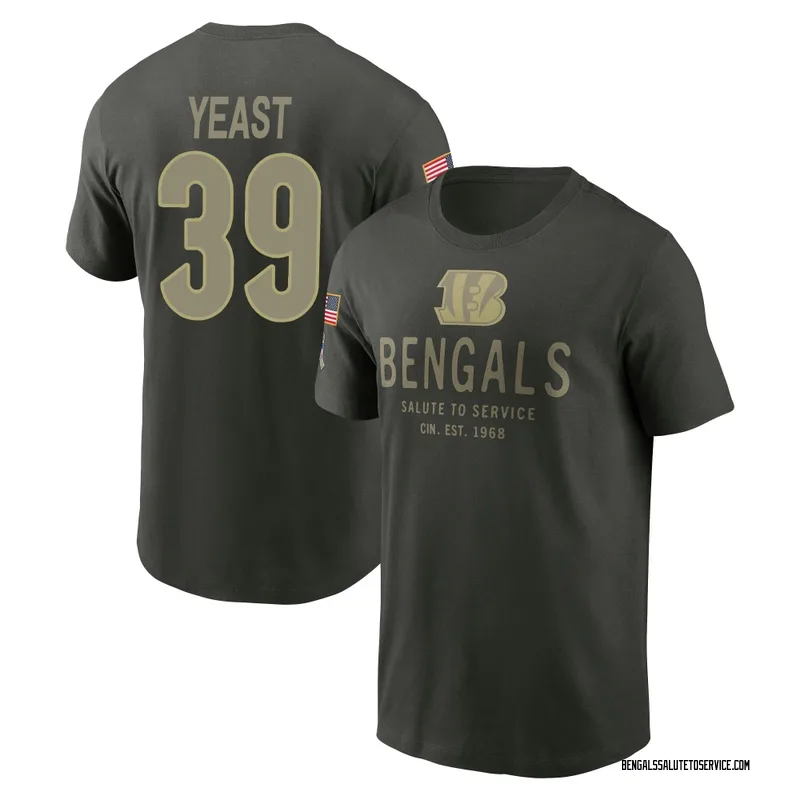 Youth Russ Yeast Cincinnati Bengals Green Forest/ 2025 Salute to Service Sideline Primary Edge T-Shirt