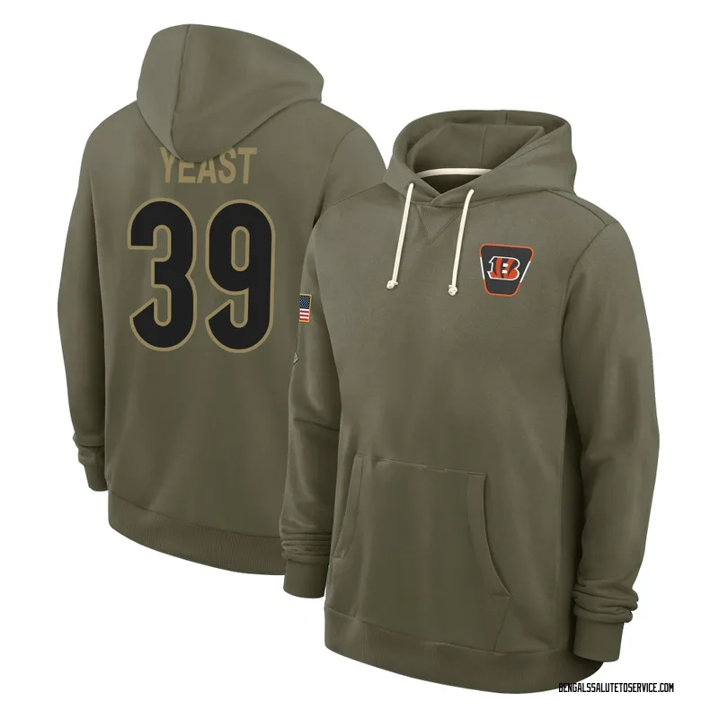 Youth Russ Yeast Cincinnati Bengals Olive 2025 Salute to Service Hoodie