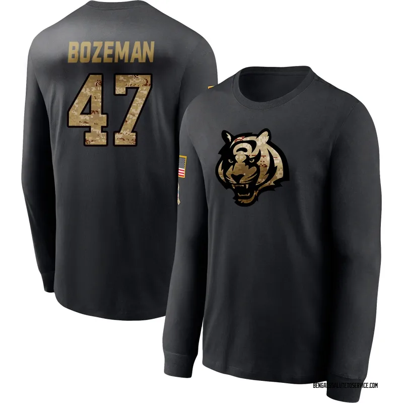Youth Swayze Bozeman Cincinnati Bengals Black 2020 Salute To Service Sideline Performance Long Sleeve T-Shirt
