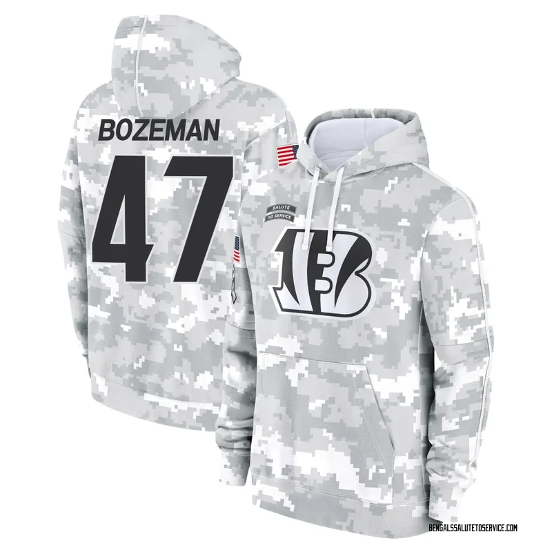 Youth Swayze Bozeman Cincinnati Bengals Camo Arctic 2024 Salute to Service Club Fleece Pullover Hoodie