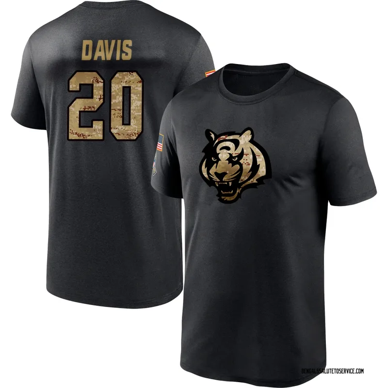 Youth Tacario Davis Cincinnati Bengals Black 2020 Salute To Service Performance T-Shirt