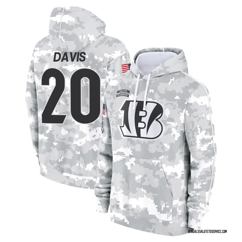 Youth Tacario Davis Cincinnati Bengals Camo Arctic 2024 Salute to Service Club Fleece Pullover Hoodie
