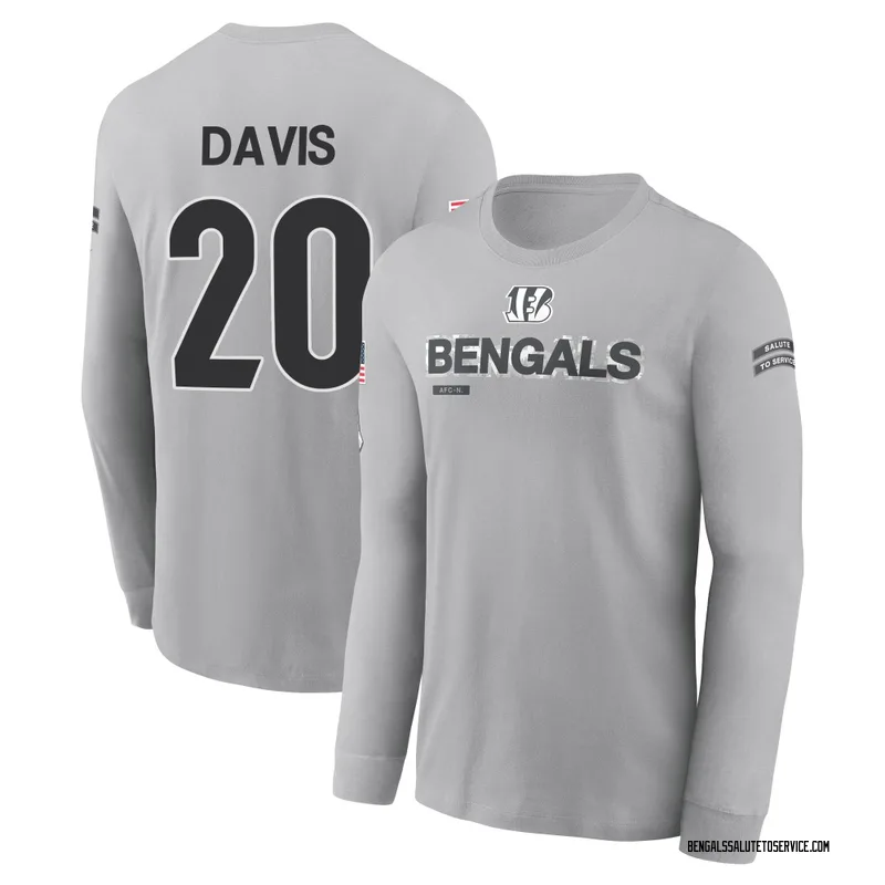 Youth Tacario Davis Cincinnati Bengals Gray 2024 Salute to Service Long Sleeve T-Shirt