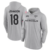 Youth Xavier Johnson Cincinnati Bengals Gray 2024 Salute to Service Lightweight Performance Long Sleeve Hooded T-Shirt