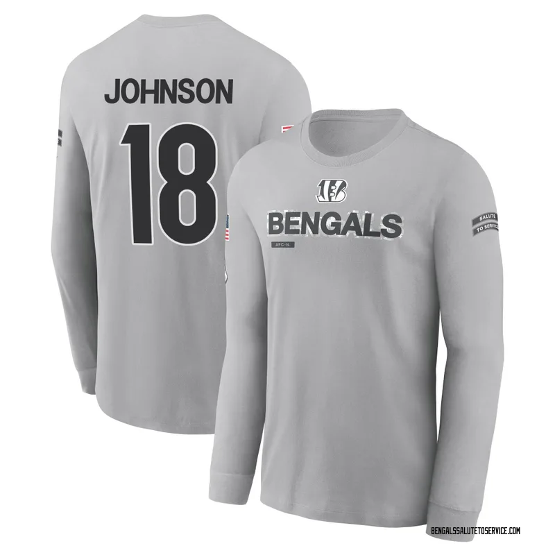 Youth Xavier Johnson Cincinnati Bengals Gray 2024 Salute to Service Long Sleeve T-Shirt